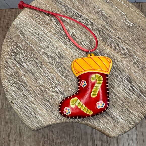 Christmas Stocking Purse Charm Genuine Leather Christmas Bag Charm Holiday Flair - Picture 4 of 8